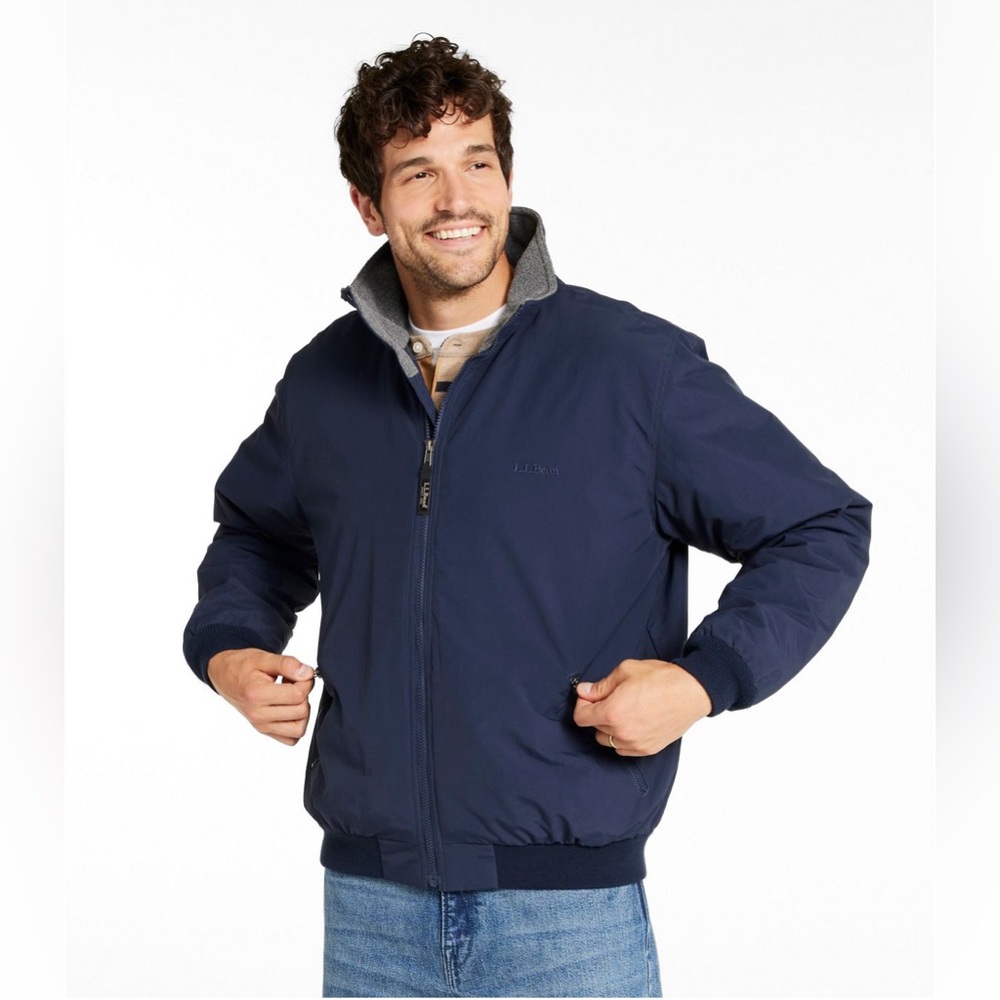 ⭐ L.L.Bean Men’s Three-Season Fleece-Lined Jacket – Navy – Size M. Like new